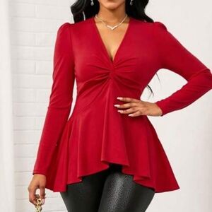 3/$30 Red V-Neck Swing Top
